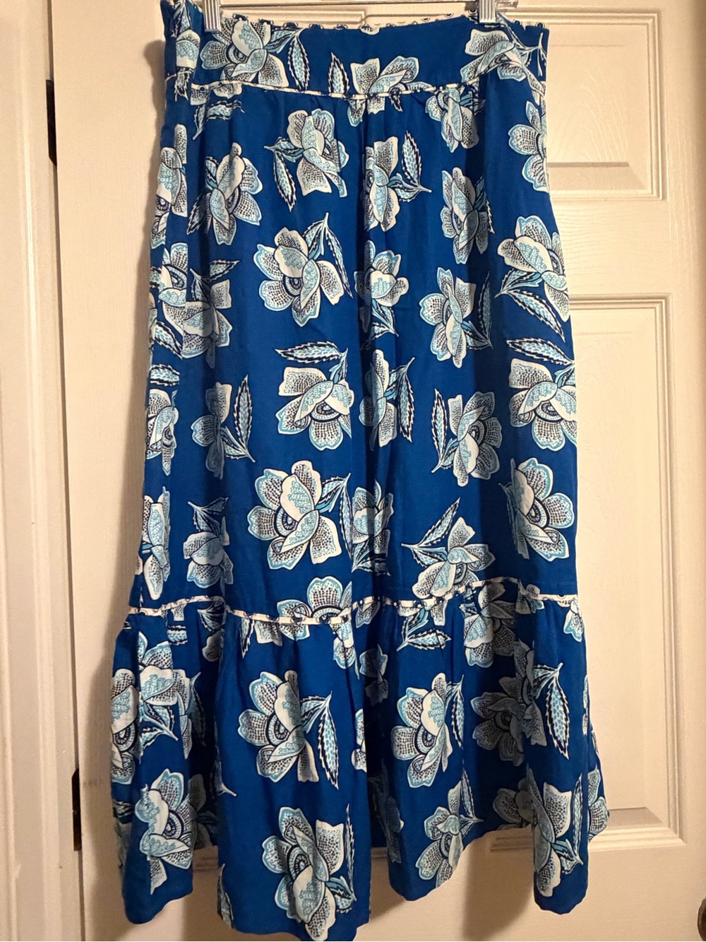 Maeve Royal Blue Floral Tiered Maxi Skirt